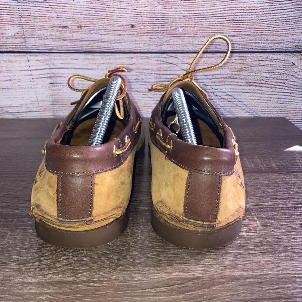 Mens Like New Timberland Boat Shoes Size 10.5 Brown & Tan